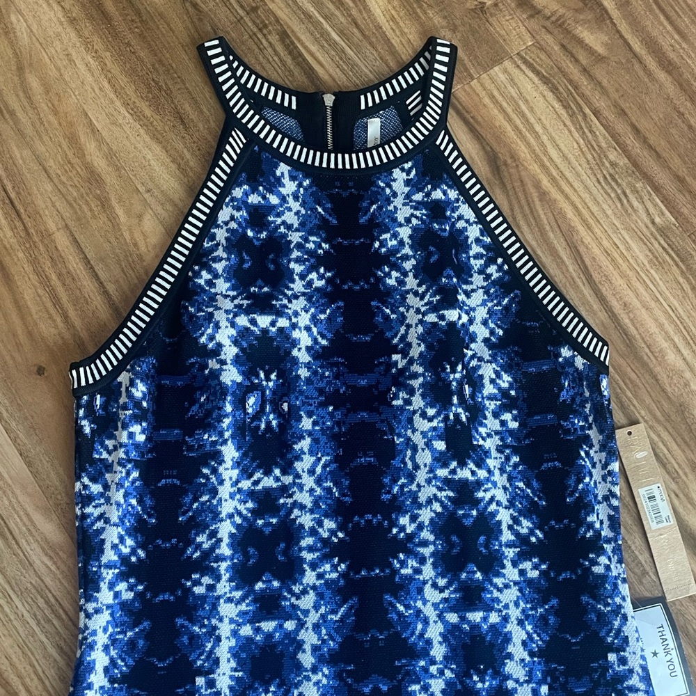 RACHEL Rachel Roy Black and Blue Knit  Dress